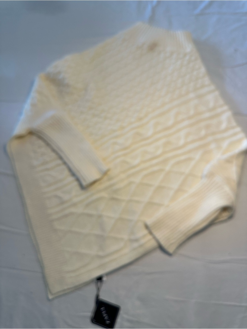 Zara Cream Cable Knit Crewneck Sweater